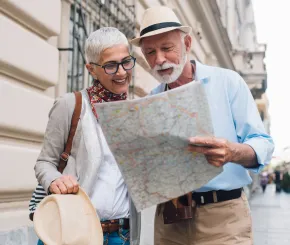 Older couple sightseeing