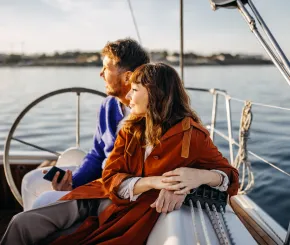 Couple relaxing on a boat