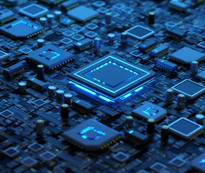 Picture of blue computer chips 