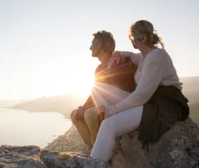 Couple looking out over the bay