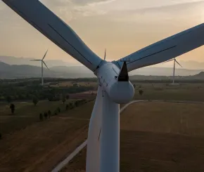 Image of misty wind turbine