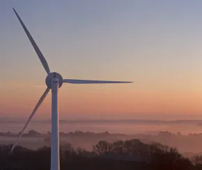 Wine turbine at sunrise