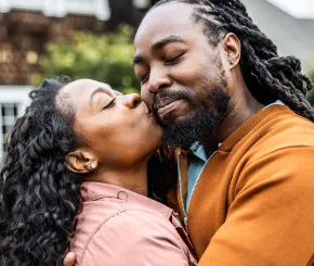 Couple embracing
