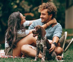 Couple with dog