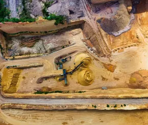 Aerial view of construction site