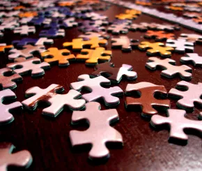 Close up of an unfinished puzzle
