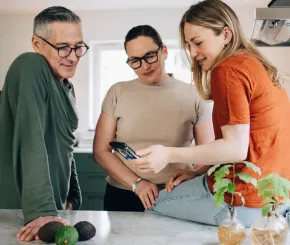 Family in kitchen
