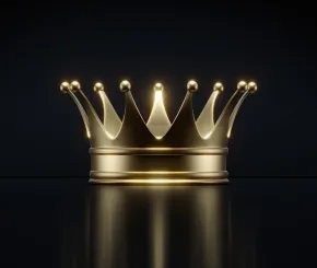 Golden crown on black background