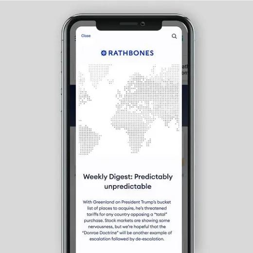 A view of the MyRathbones app showing the latest market trends and articles