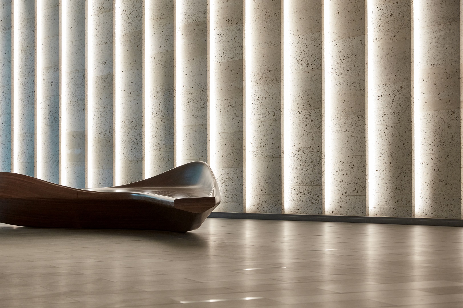 Long bench in office