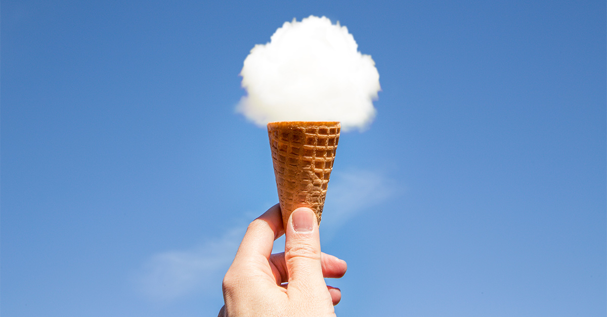 Ice cream cone with cloud