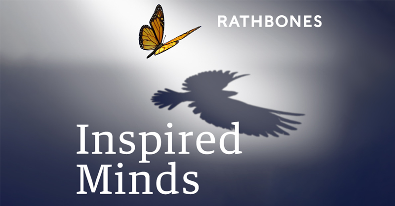 The Inspired MInds podcast tile, featuring a butterfly giving off the shadow of a bird
