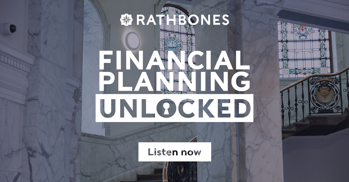 The Financial Planning Unlocked podcast tile, featuring stairs inside a marble building