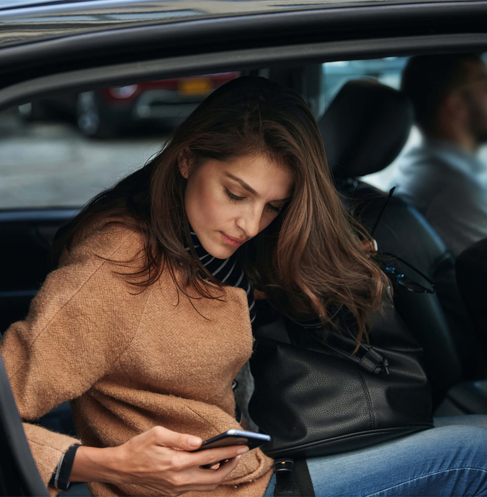 Lady getting out of car