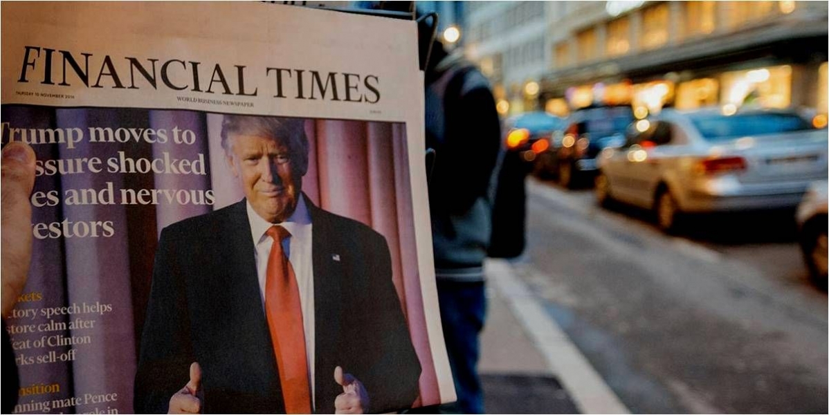 Image of Donald Trump on the cover of the Financial Times newspaper