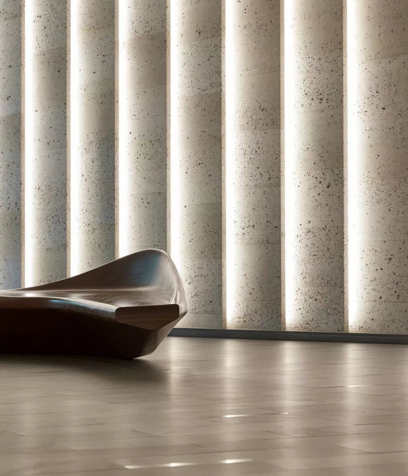 hallway with bench