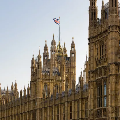 Houses of parliament seen from the Thames London