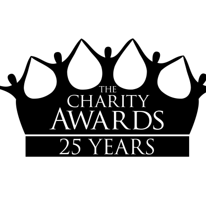 graphic illustration of charity awards logo with people as crown 